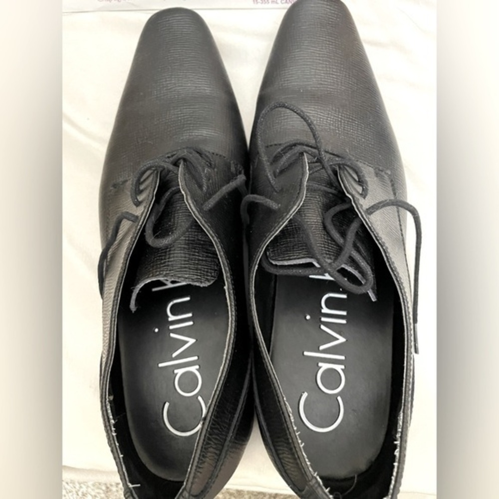 Calvin Klein Men's Brodie EPI Leather Oxford Lace up Dress Shoe Size US Size 12